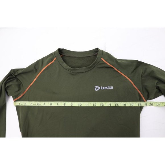 Tesla Shirt Men’s S/M Long Sleeve Compression Crew‎ Neck Training Green - Picture 10 of 12